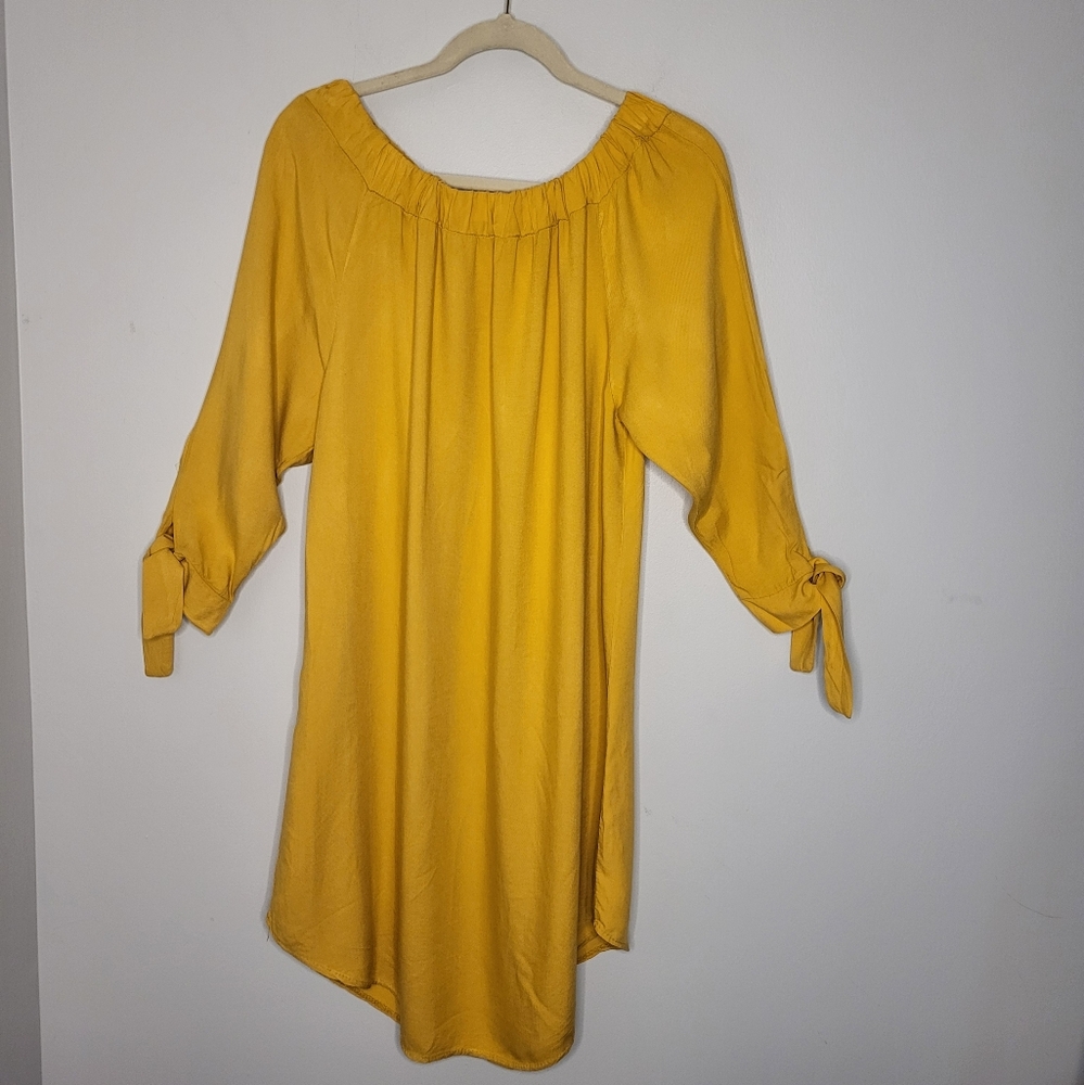 Piano‎ C Dress Goldenrod 3/4 Length Sleeves Midi Off Shoulder Size L